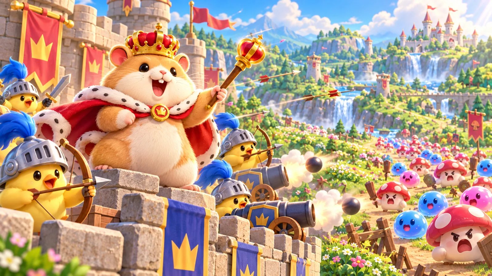 เกม HAMMY KING ราชาแฮมสเตอร์ป้องกันปราสาท 100 ด่าน