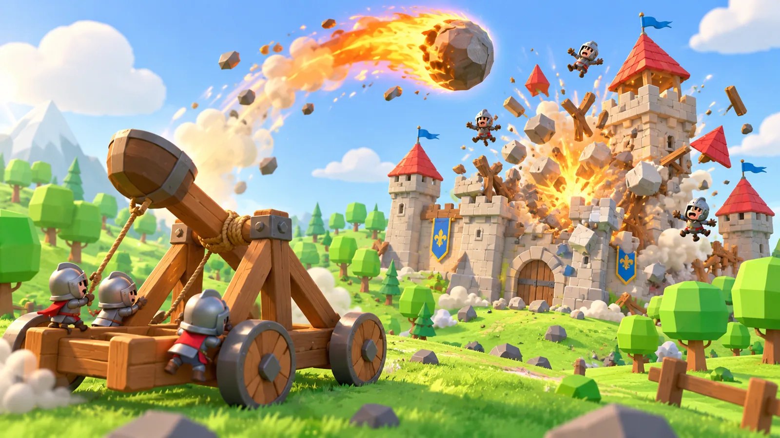เกมถล่มป้อม SIEGE BASH ดึงเครื่องยิงหินถล่มป้อม 30 ด่าน