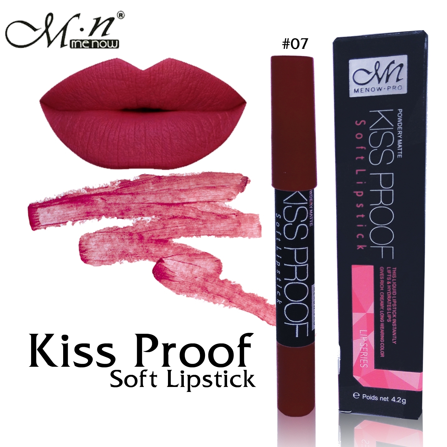 menow kiss proof soft Lipstick ลิปจุ๊ป มีนาว เลิศ