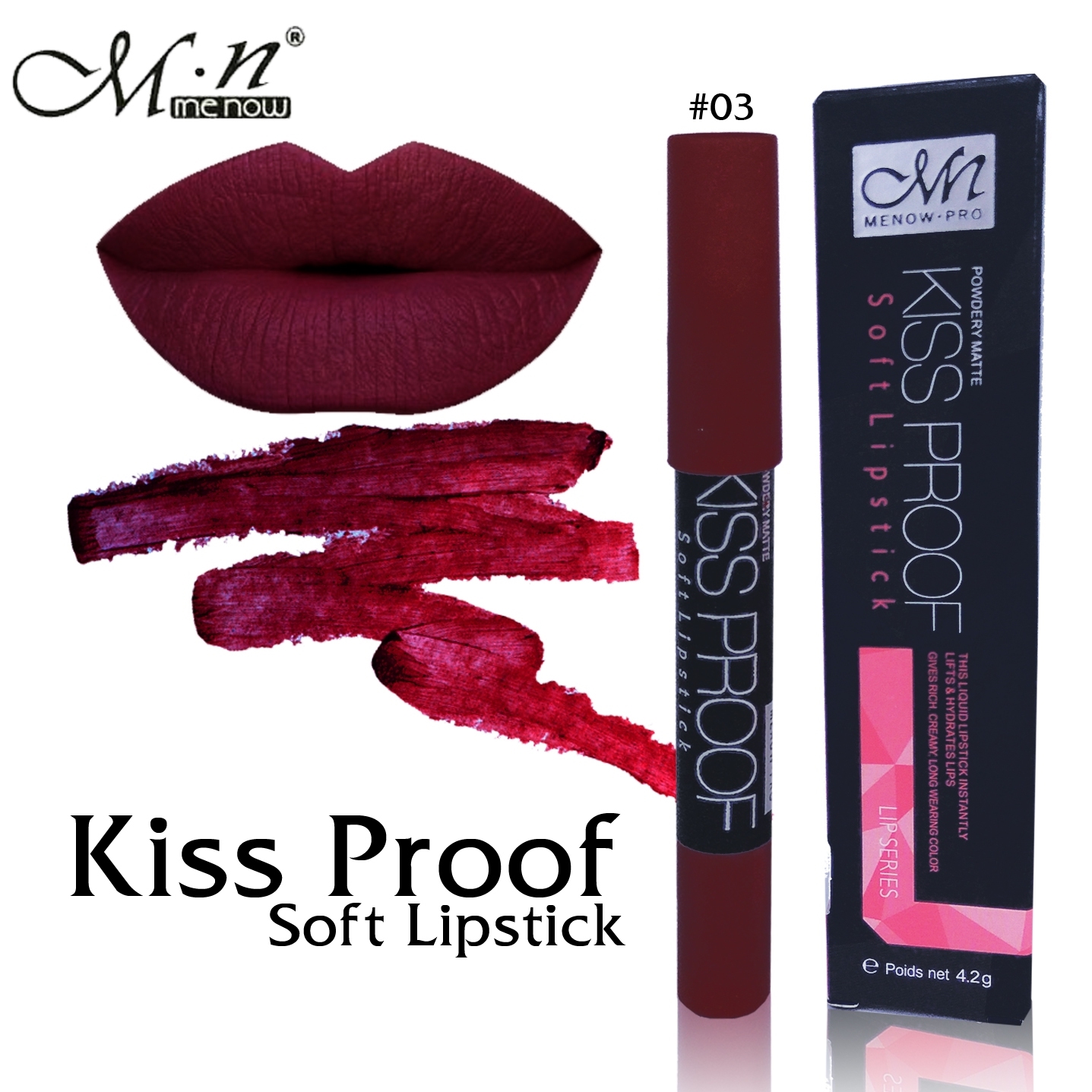 menow kiss proof soft Lipstick ลิปจุ๊ป มีนาว เลิศ