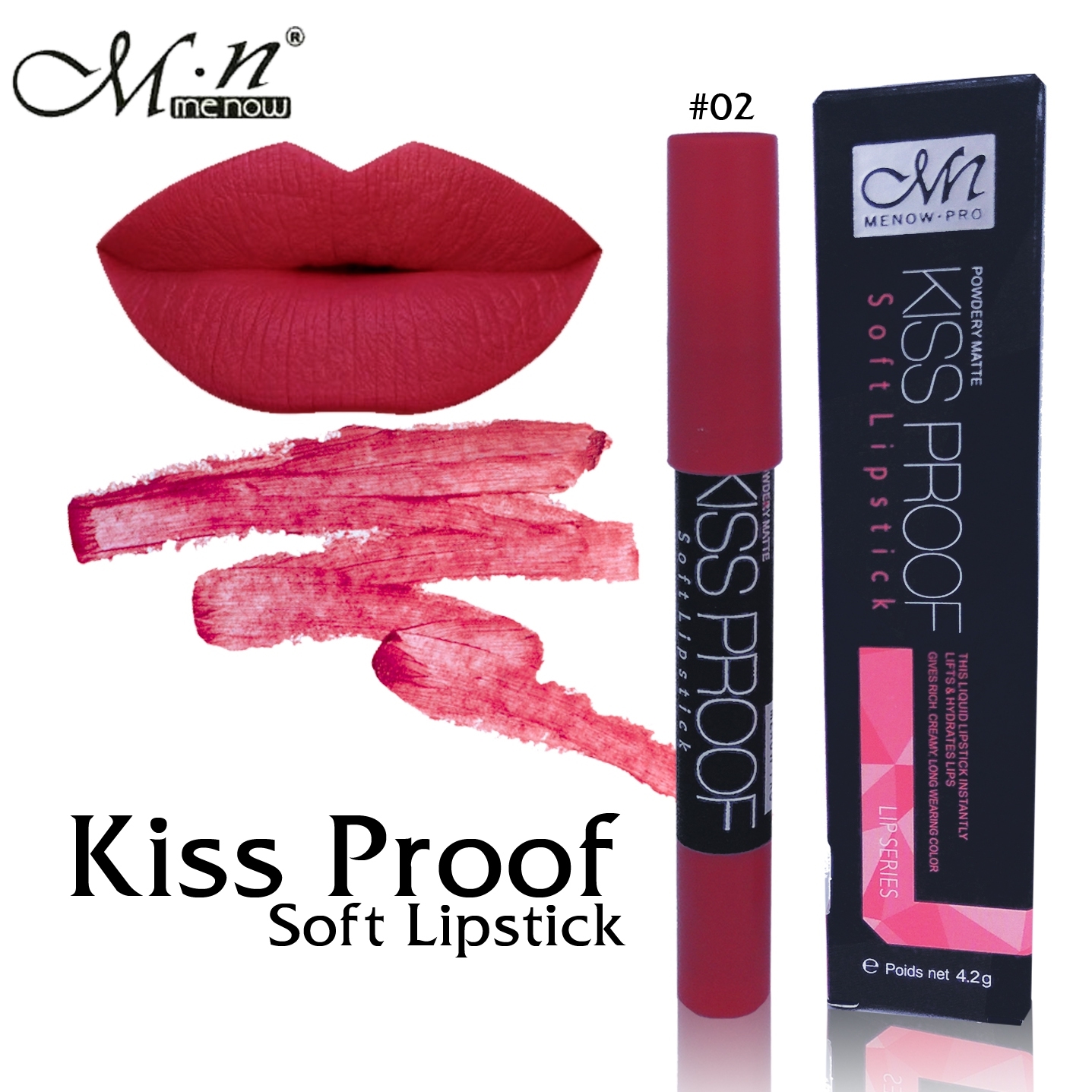 menow kiss proof soft Lipstick ลิปจุ๊ป มีนาว เลิศ