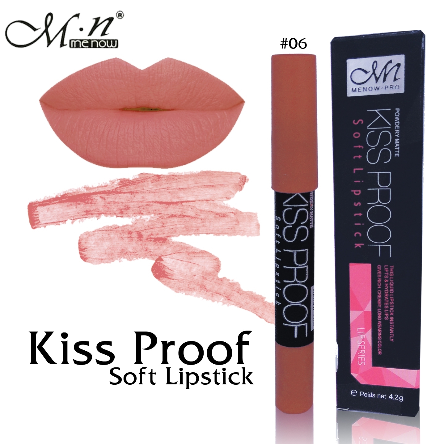 menow kiss proof soft Lipstick ลิปจุ๊ป มีนาว เลิศ