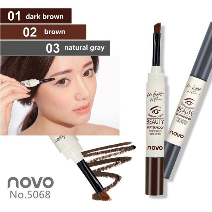 เขียนคิ้ว กันน้ำ EYEBROW NOVO 5068 ขายดี เท่น้ำเท่ท่า ขายปลีกส่ง ราคาถูก ขายเครื่องสำอาง
