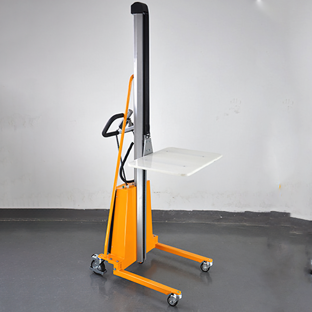 รถเข็นไฟฟ้า mini forklift workstation รถยก stacker ไฟฟ้า รุ่น 100kg/150kg.  บรรจุภัณฑ์เครื่องสำอางค์ ถูกดีงาม
