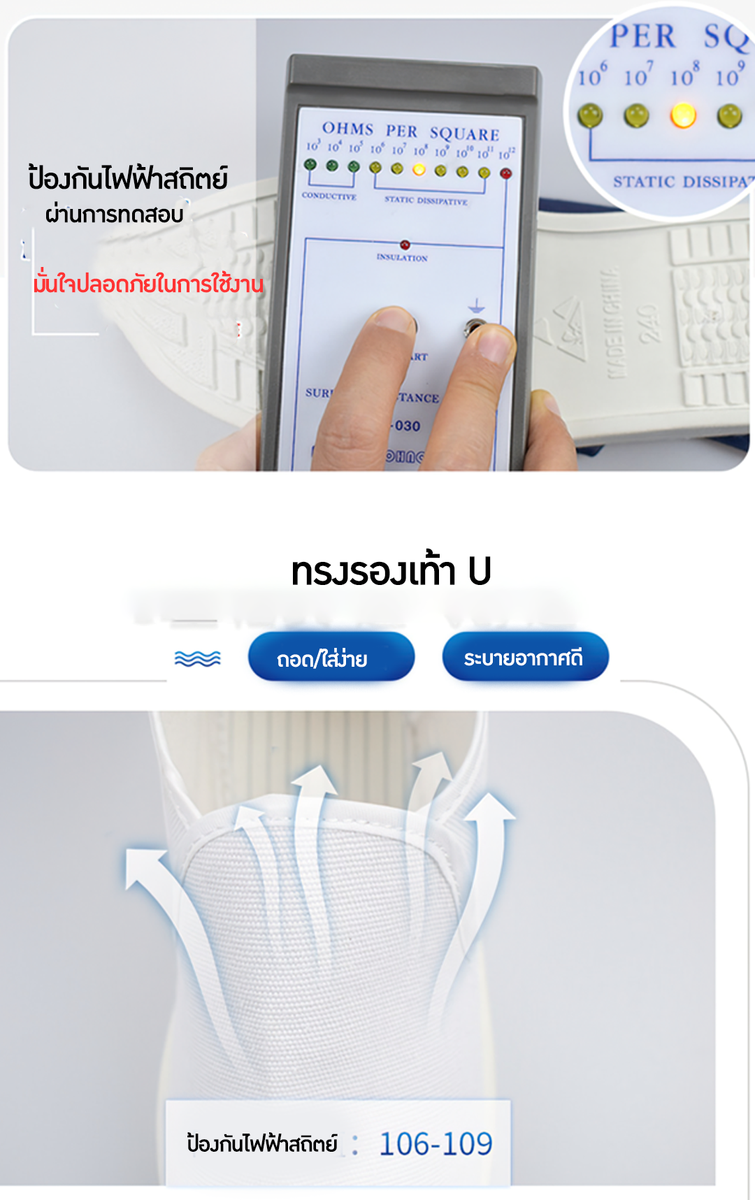 ขายรองเท้าใส่ในโรงงาน รองเท้าโรงงานราคาถูก  รองเท้าใส่ในโรงงานอุตสาหกรรม โรงงานเครื่องสำอาง ห้องคลีน ห้องแลบ ห้องครัว รุ่น BRT-04 