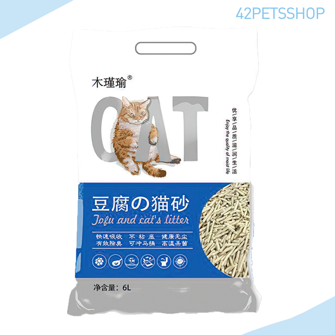 ทรายแมวเต้าหู 6L/12L ฝุ่นน้อยมากๆ จับตัวเป็นก้อนได้ดี ระงับกลิ่น tofu and cat’s litter