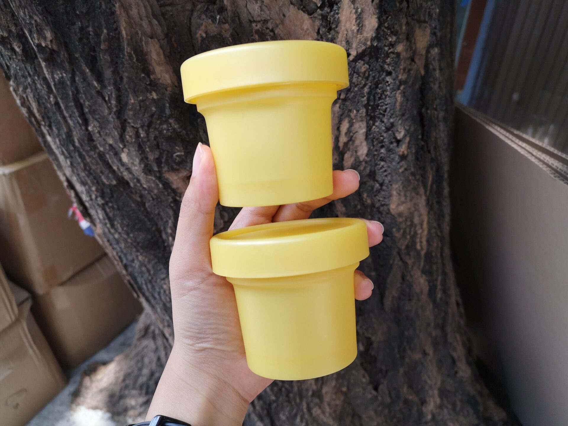 กระปุกโยเกิร์ต 100 กรัม สีเหลือง