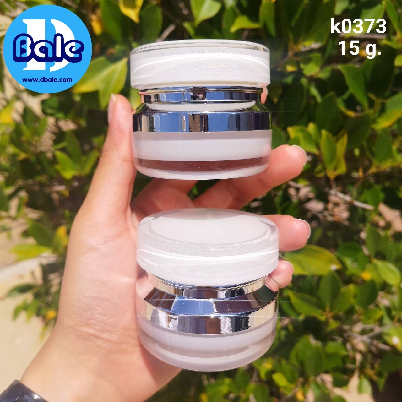 ขายส่ง กระปุกอะคลิลิก ฝาบาน 15 กรัม สีขาวมุก/เงิน  บรรจุภัณฑ์เครื่องสำอางค์ ถูกดีงาม