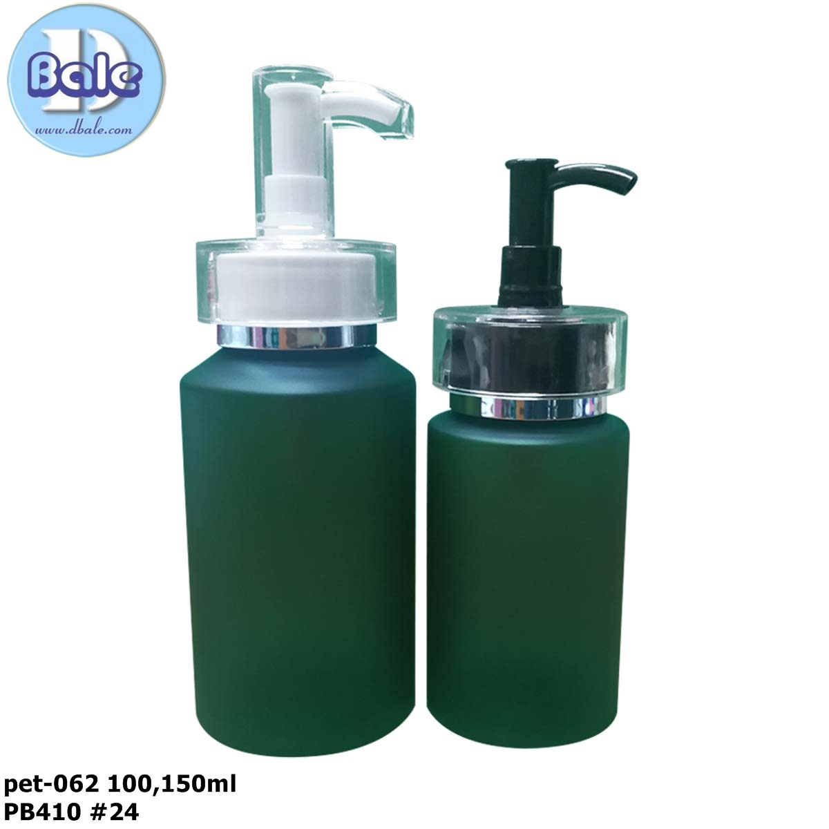 pet-062 pet ขวดพลาสติกเขียวขุ่น + หัวปั้มครีม pb410