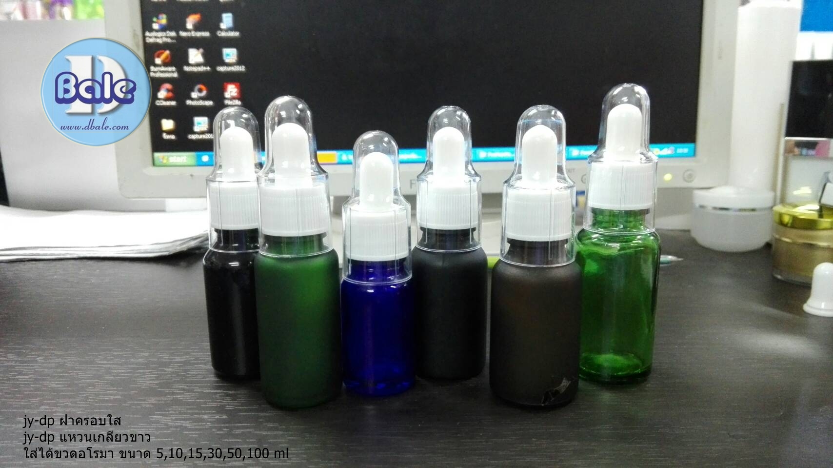 ฝาเกลียวสีขาวดรอปเปอร์ + ฝาครอบใส jy-dp ใส่กับขวดอโรมาคอ18 ขนาด 5 10 15 30 50 100ml