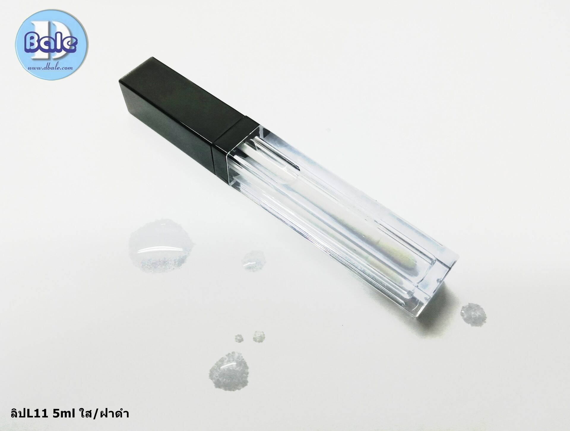 ลิปL11 5ml ใส/ฝาดำ ขวดลิปกลอสเหลี่ยมใส ฝาดำขอบดำ 5ml สูง-ฝา11.1cm กว้าง1.5cm
