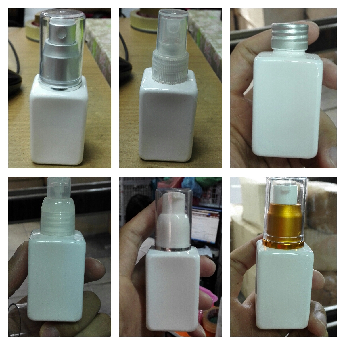 ขวดเหลี่ยม 50 ml เปลี่ยนหัวได้หลายแบบ  บรรจุภัณฑ์เครื่องสำอางค์ ถูกดีงาม
